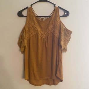 Cold Shoulder Mustard Shirt
